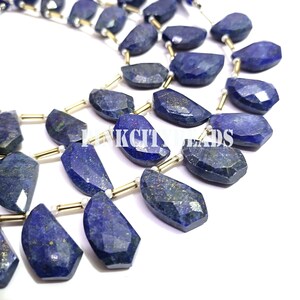 Rear Lapis Lazuli Briolette Tie Fancy Shape Beads/ AAA Quality/ Blue Lapis Lazuli Faceted Gemstone Beads/ 9x13-11x18mm/ 8 Inch Strand