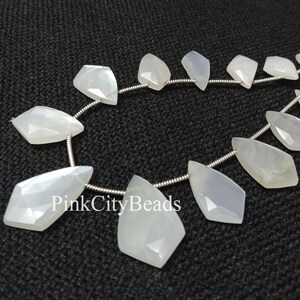 Natural Moonstone Briolette Gemstone Beads/ Beads For Jewelry/ White Moonstone Faceted Tie Fancy Shape Beads/ 16-22mm/ 8 Inch Strand