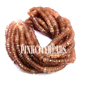 Strawberry Quartz Faceted Gemstone Beads/ AAA Quality/ Natural Strawberry Quartz Shaded Heishi Tyre Shape Beads/ 6-7mm