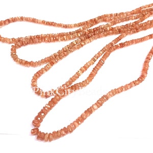 Red Suntone Faceted Gemstone Beads/ Jewelry Craft/ Natural Sunstone Rondelle Shape Beads/ 4-5mm/ 8 Inch Strand
