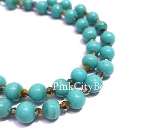 Blå opal Hydro Rondelle-pärlor, 9 mm, 8 tums sträng