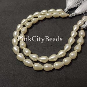 Yellow Pearl Smooth Gemstone Beads/ Beads For Jewelry/ Water Pearl Hydro Drop Shape Beads/ 7-10mm/ 8 Inch Starnd