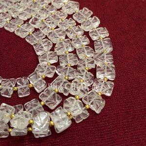 Crystal Quartz Carved Gemstone Beads: Handmade Nugget Strand