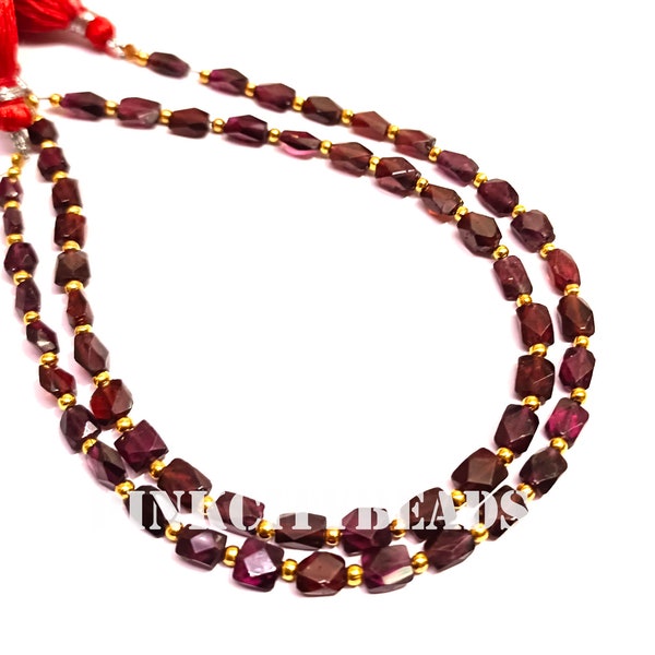 Red Garnet Kite Cut Stone Gemstone Beads/ Jewelry Making/ Rear Garnet Faceted Rectangle Shape Beads/ 4x6-7x9mm/ 8 Inch Strand