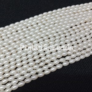 White Pearl Oval Shape Beads/ Semi Precious/ Water Pearl Smooth Gemstone Beads/ 5-9mm/ 16 Inch Strand