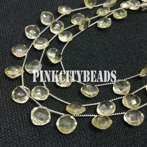 Yellow Lemon Quartz Faceted Gemstone Beads/ AAA Quality/ Natural Lemon Quartz Cushion Fancy Shape Beads/ 7-11mm/ 8 Inch Strand