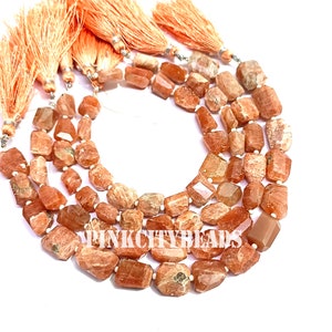 Rear Sunstone Faceted Gemstone Beads/ Beads For Jewelry/ Red Sunstone Nugget Shape Beads/ 8x11-9x13mm/ 8 Inch Strand
