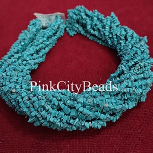 Turquoise Smooth Uncut Gemstone Beads/ Beads Strand/ Blue Turquoise Raw Rough Nugget Shape Beads/ 34 Inch Strand