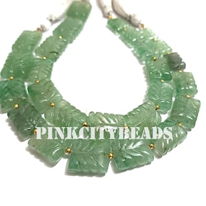 Green Strawberry Quartz Handmade Gemstone Beads/ Beads Strand/ Natural Strawberry Quartz carving Rectangle Shape Beads/ 8x10-13x18mm