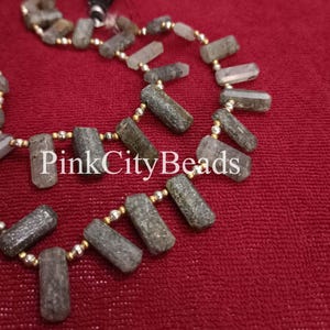 Black Sunstone Indian Cut Gemstone Beads/ Jewelry Craft/ Rear Sunstone Faceted Nugget Shape Beads/ 6x11-8x16mm/ 8 Inch Strand/