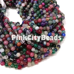 Mix Color Smooth Handmade Gemstone Beads/ Beads For Jewelry/ Natural Multi Disco Round Shape Beads/ 3-4mm/