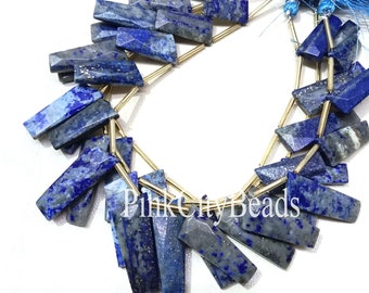 Faceted Lapis Lazuli Gemstone Beads, Fancy Shapes, 8 Inch Strand