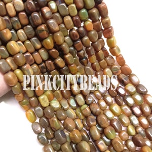 Green Boulder Opal Smooth Gemstone Beads/ Jewelry Craft/ Boulder Opal Nugget Shape Beads/ 6x10-7x13 mm/ 8 Inch Strand