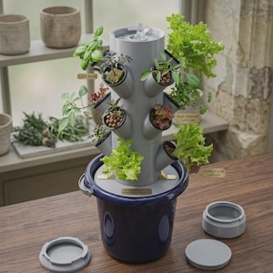 DIY Hydroponik-Turm Round – 31-teiliges STL-Set für 3D-Druck - Modulares vertikales System