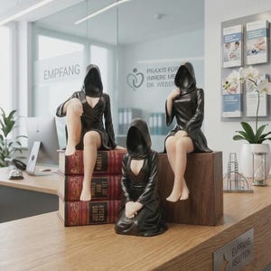 Faceless Hooded Figurine - Exclusive Set of 3, Gothic Dark Decorative Statue for Shelf - Hand-Finished image 2