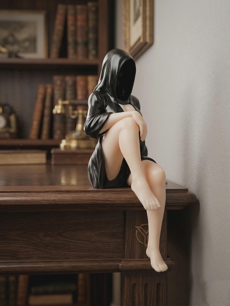 Faceless Hooded Figurine - Exclusive Set of 3, Gothic Dark Decorative Statue for Shelf - Hand-Finished image 8