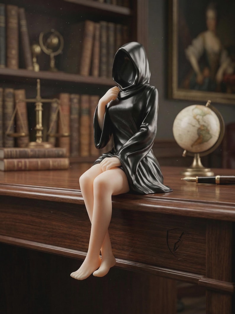 Faceless Hooded Figurine - Exclusive Set of 3, Gothic Dark Decorative Statue for Shelf - Hand-Finished image 10