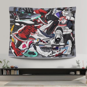 Sneakers Custom Tapestry Sneakers Shoes Tapestry Street Cool Rug Sneakers Decor Tapestry Sneaker Fashion Street Tapestry Wall Hanging Etsy