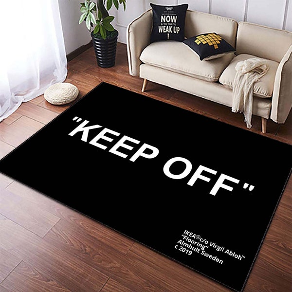 Keep-Off-Teppich, schwarzer Keep-Off-Teppich, personalisiertes Geschenk, Keepoff-Teppich, individueller Teppich, Jungenzimmer-Dekorteppich, Teppich, cooler Teppich, schwarz-weißer Teppich, Geschenk für ihren Teppich