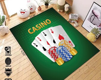 Playing Card Rug, Poker Rug, Playing Card Patterned Rug, Casino Rug, Living Room, Area Rug, Popular Rug, Home Decorations, Modern Rug, Gift