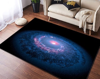 Blue and Purple Galaxy, Star, Space, Light, Sky, Sun, Night, Stars, Clouds, Galaxy Area Rug, for Living Room Rug,Space Kids Rug, Bedroom Rug