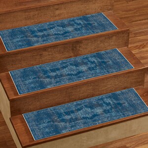 Watch Your Step Rug Blue Color Step Rug, Design Blue Rug, Modern Retro Look Rug, Stair ...