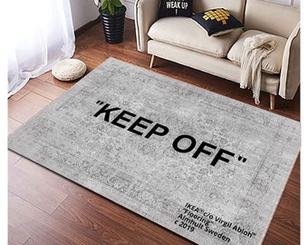 Gray  Color Keep Off and Black Word Carpet, Cool Rug Carpet, Keep Off, Keep Off Rug, Keep Off, Rug For Living Room