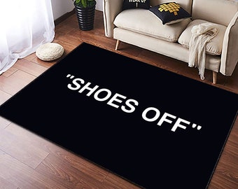 Shoes Off Rug, Black Keep off, Designer Rug, Personalized Gift, Keepoff, Custom Rug, Cool Area Rug, Boy Room Decor Rug, Popular Cool Carpet