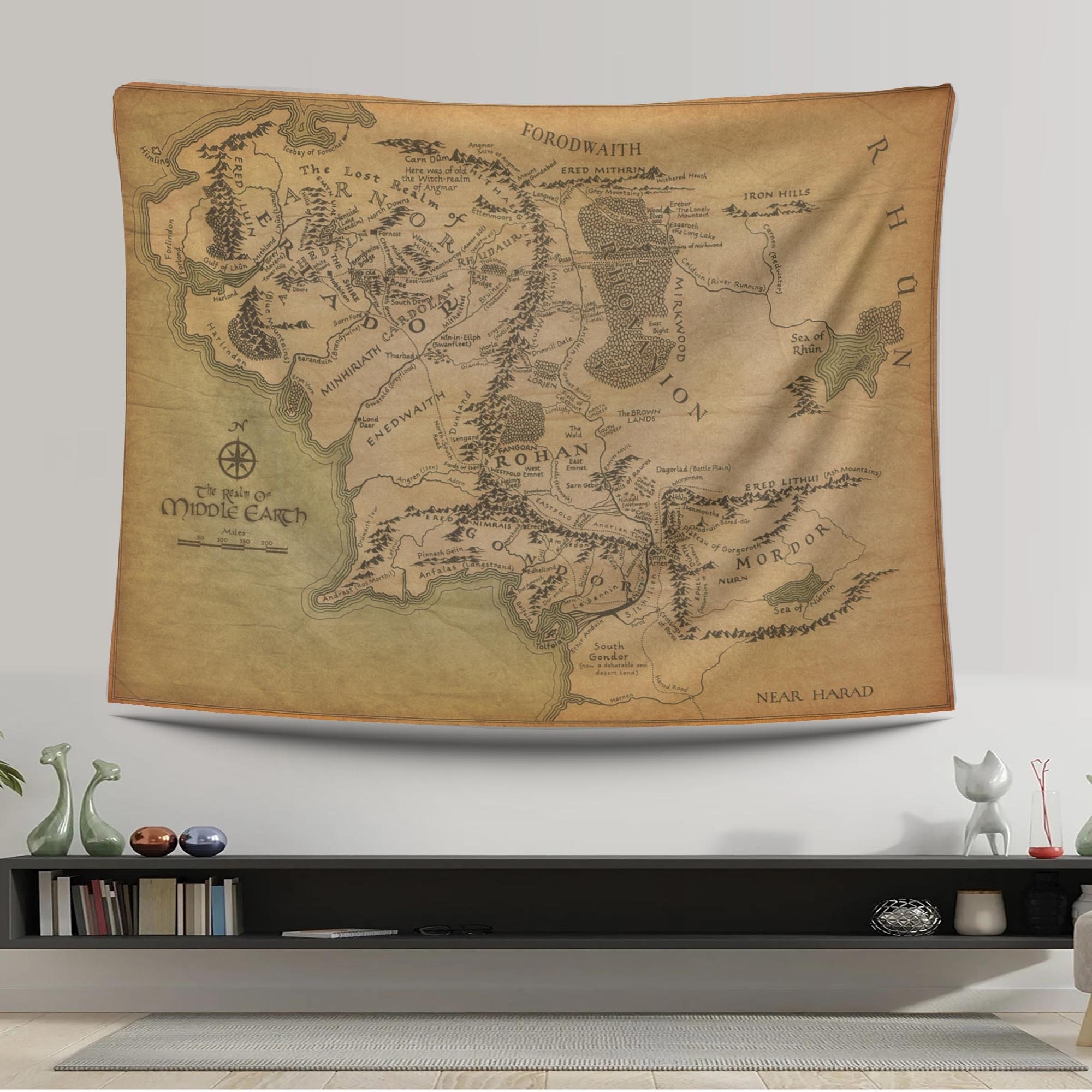 Lord of the Rings Map Tapestry Magic Tapestry Lord of Ring Earth Map Earth Map Tapestry Map Retro Map Tapestry Etsy