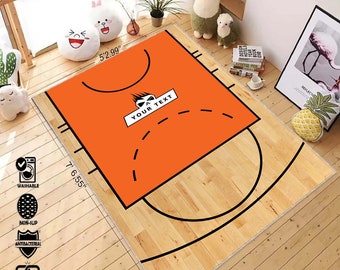Realistic Basketball Court Rug, Game Rug, Children Play Time, Nursery Room, Baby Rug, Floor Decor Carpet, Area Rug, Sport Rug, Kids Gift Rug