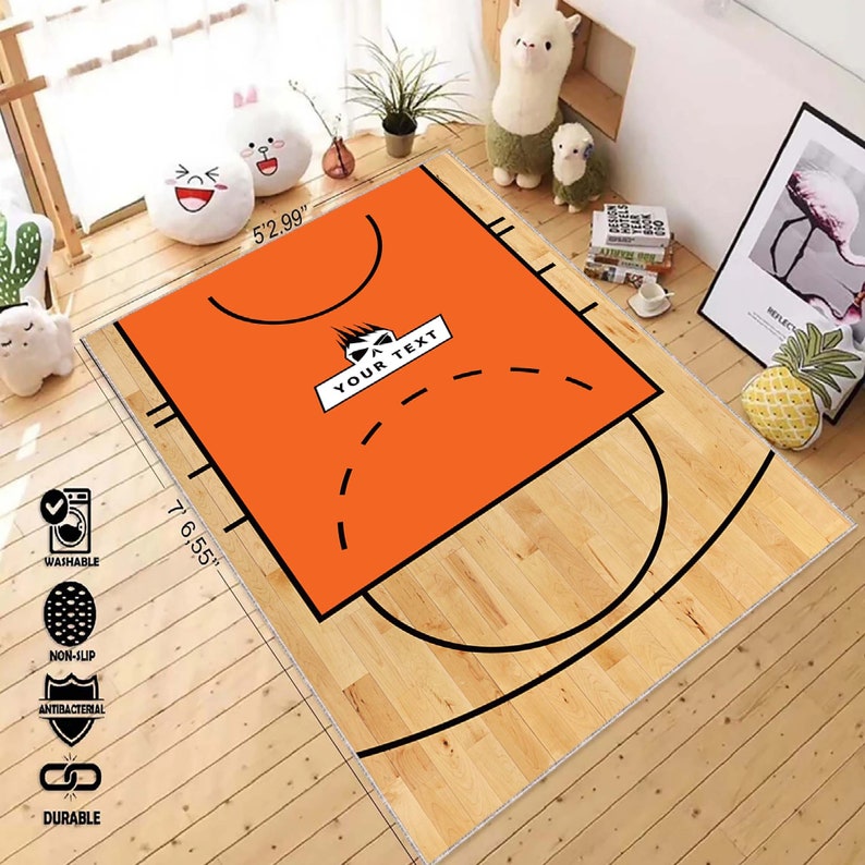 Tapis de terrain de basket réaliste, couverture de jeu, récréation d'enfants, chambre de bébé, tapis de bébé, tapis décoratif de sol, carpette, tapis de sport, tapis cadeau pour enfants image 1