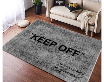 Dark Gray and Black Word Keep Off Rug, Cool Rug Carpet, Keep Off, Keep Off Rug, Keep Off, Rug For Living Room,