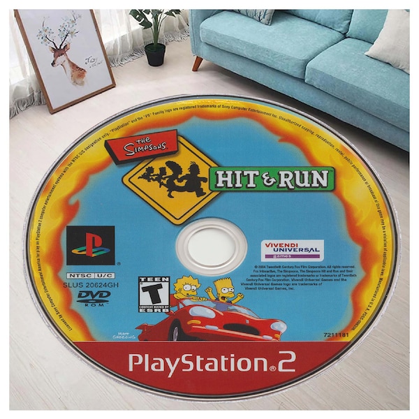 Video Game Rug, Hit Run, Gaming Rug, Popular Game Carpet, CD Record, Boys Room Rug,Gaming Room Rug, Gamer Gift, Gaming Decor, Customized Rug