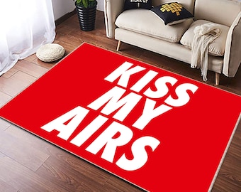Kiss My Airs Rug, Sneakers Shoes Rug, Shoes Mat, Sneakers Room Mat, Shoes Door Mat,
