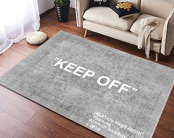 Keep Off Rug, Gray Patterned Keep off, Home Decor Rug, Modern Keep Off Rug, Custom Rug, Fashion Decor Rug, Cool Rug, Gray White Rug, Gift