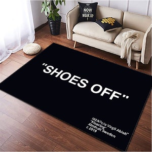 Shoes Off Rug, Black Keep off, Designer Rug, Personalized Gift, Keepoff, Custom Rug, Cool Area Rug, Boy Room Decor Rug, Popular Cool Carpet