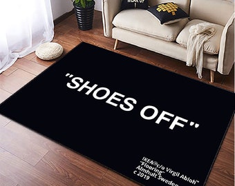 Zapatos fuera de la alfombra, Negro Mantener apagado, Alfombra de diseñador, Regalo personalizado, Keepoff, Alfombra personalizada, Alfombra de área fresca, Alfombra de decoración de habitación para niños, Alfombra fresca popular