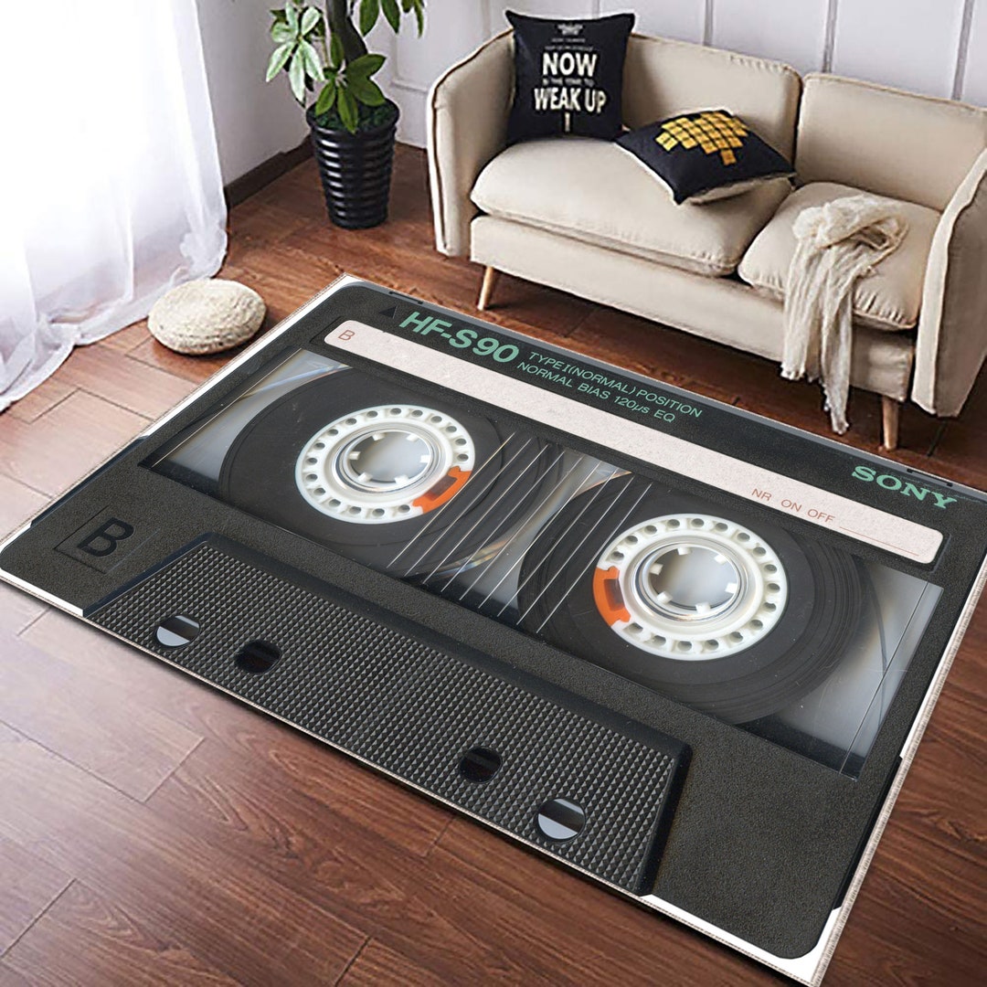 Casette Retro Rug, Retro Design Rug, Cassette Design Rug, Nostalgic Rug ...