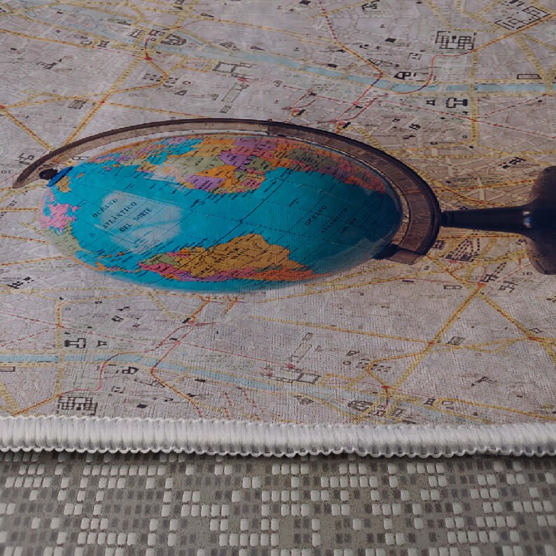 Abstract World Map Rugs, Colorful Rugs, Globe Map Rug, Hallway Rugs
