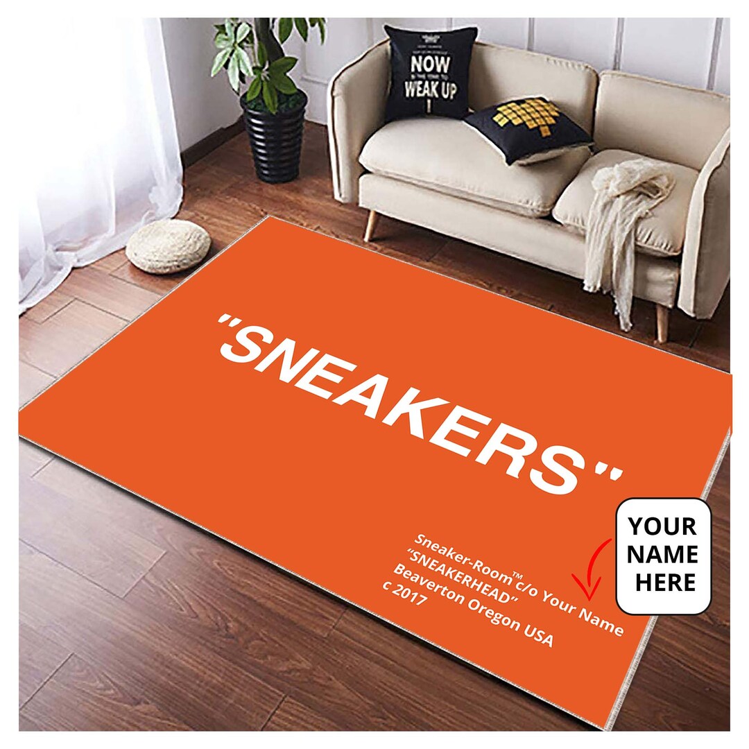 Area Rug Label Sneaker Floor Rug, Customize Your Label, Hypebeast Home Decor Christmas ...