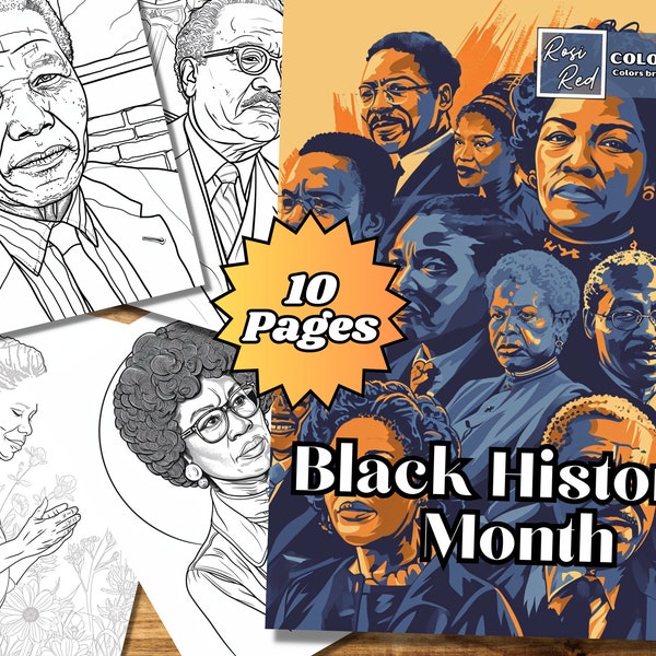 Black History Month: Coloring Book Featuring 10 Inspirational Icons for Empowerment and Awareness by Rosi Red
