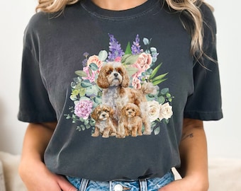 Cottage Core Floral Hundeshirt Vintage Garten Welpe T-shirt Geschenk für Hundeliebhaber Tshirt für Hundemama süßes Welpe Geschenk für Tierliebhaber