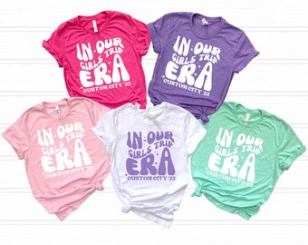 Girls Trip Shirts CUSTOM Era Retro Style for Any Location Matching Girls Trip Shirts for Summer Vacation Personalized Tshirts Bestie Trip