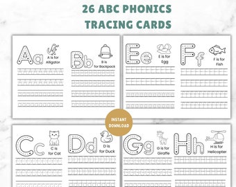 ABC Phonics Tracing Cards: Preschool Handwriting Activity (Digital Download)