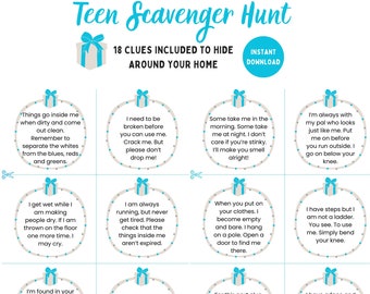 Teen Indoor Scavenger Hunt: Birthday Party Game (Digital Download)