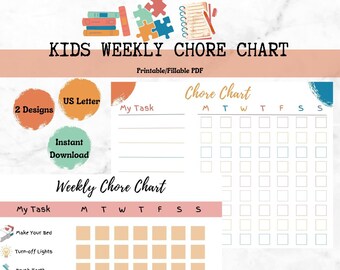 Takenschema voor kinderen: wekelijkse verantwoordelijkheidstracker (digitale download pdf)