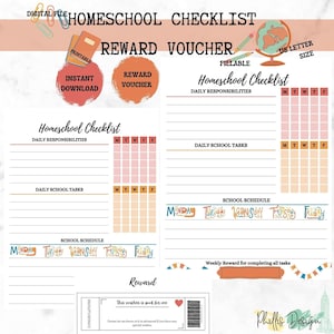 Checklist thuisonderwijs | Thuisonderwijsrooster | Bewerkbare thuisschoolplanner | Thuisonderwijs Dagelijks schema kinderen bewerkbaar | Homeschool Daily Folder
