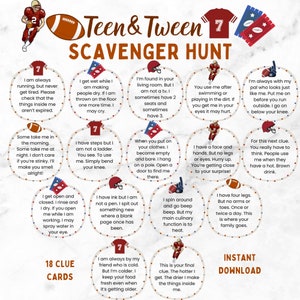 Teen Scavenger Hunt: American Football Theme (printable) Etsy