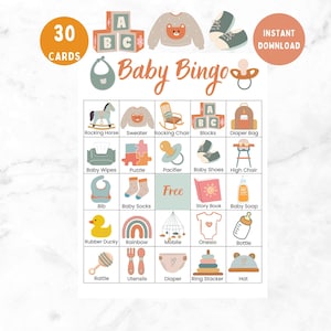 Baby Shower Bingo Game: 30 Printable Cards (PDF)
