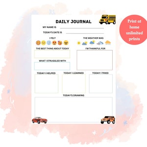 Kids Daily Journal | Printable Kids Journal | Fillable Digital Kids ...
